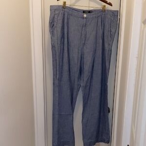 EUC Lauren Ralph Lauren Chambray Pants 20W Long, 4 Pockets, 2 Button Zip Front